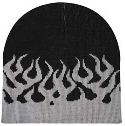 Black with Grey Flames Beanie